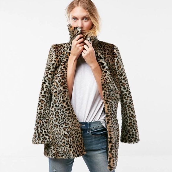 Express Jackets & Blazers - Express Leopard Faux Fur Coat